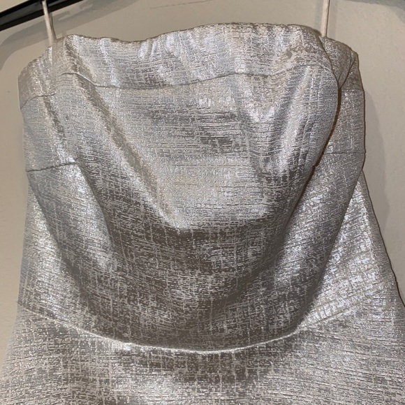 Express Strapless White/Silver Dress - Picture 7 of 8